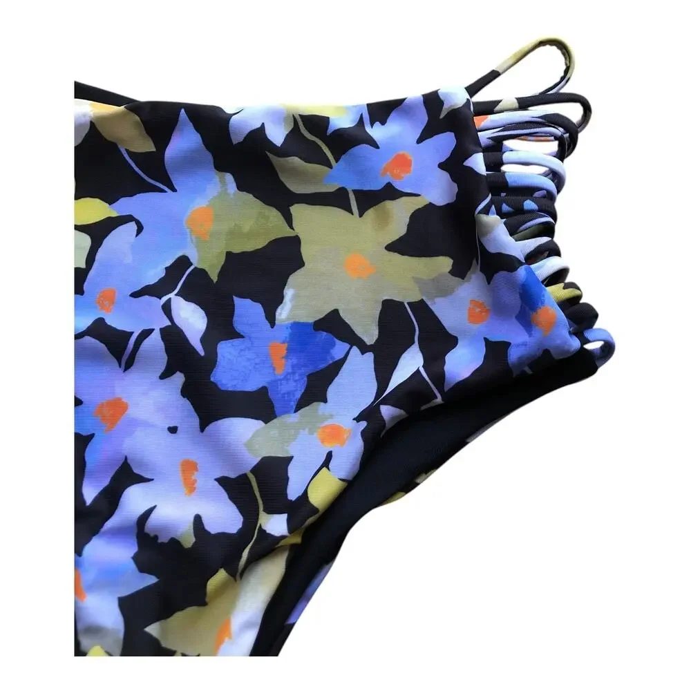 L Space Monica Wise Harrington Bitsy Cut Floral Bikini Bottom Women's Small NWT